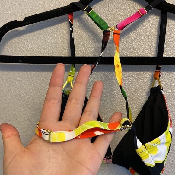 NWT-Christian Lacroix x Swiminista-Tropical fruit triangle bikini top-Size Small - Picture 5 of 8